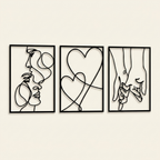 Minimalist Metal Wall Art Set, Romantic Couple Silhouette Design, Set of 3 for Living Room
