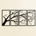 Iron Branch and Bird Wall Art, 4-Panel Silhouette Set, for Living Room