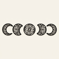 Wrought Iron Crescent Moon Wall Art, Metal Wall Decor, Set of 5, for Living Room