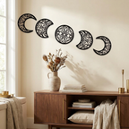 Wrought Iron Crescent Moon Wall Art, Metal Wall Decor, Set of 5, for Living Room styled in a room