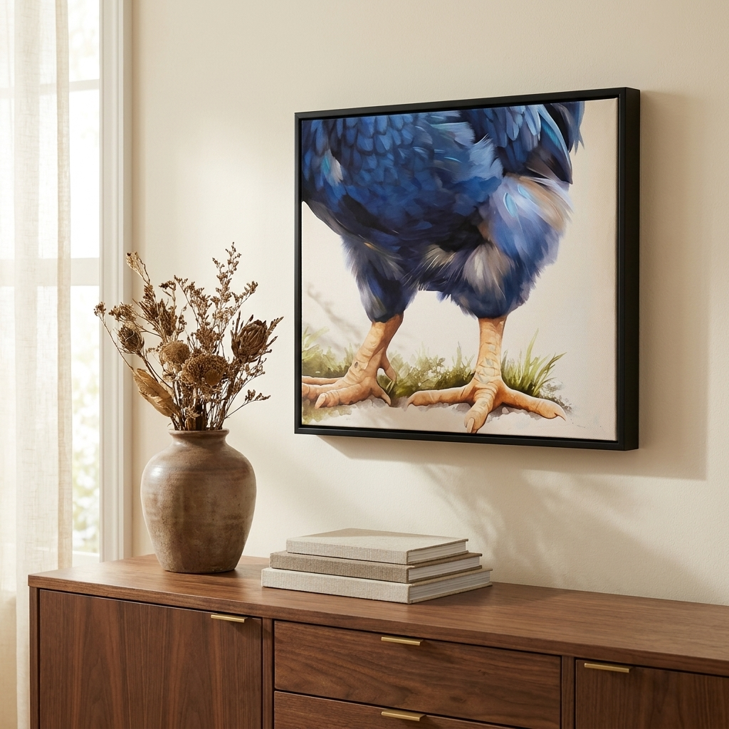 Farmhouse Rooster Canvas Wall Art, Rustic Country Chicken Print, Yellow and Red, for Kitchen styled in a room