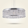 Silver Clear Crystal Chandelier, Aluminum & Iron Round Ceiling Light, 19 in.