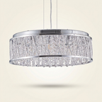 Silver Clear Crystal Chandelier, Aluminum & Iron Round Ceiling Light, 19 in.