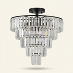 Black K9 Crystal Chandelier, Elegant Ceiling Light Fixture, 20 in.