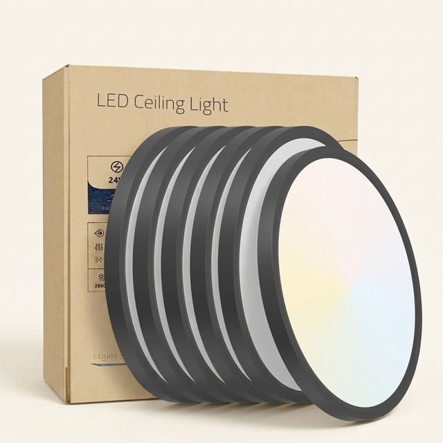 Dimmable LED Flush Mount Ceiling Light, Ultra-Thin 12 in. Design, Set of 6