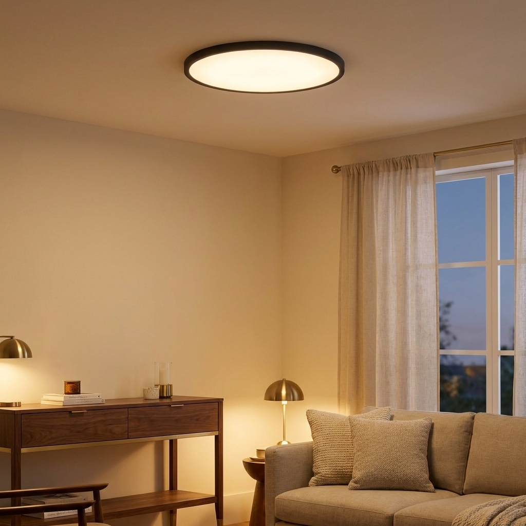 Black LED Flush Mount Ceiling Light Fixture, Easy-Install, Set of 4 styled in a room