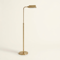 Minimalist Slim Floor Lamp, Contemporary Silhouette, Neutral Fabric Shade, Gold Finish