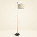 Curved Arc Floor Lamp, Cylinder Shade, Black Finish