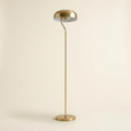 Tall Corner Floor Lamp, Gold Outer & White Inner Shade, Living Room Lighting