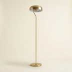 Tall Corner Floor Lamp, Gold Outer & White Inner Shade, Living Room Lighting