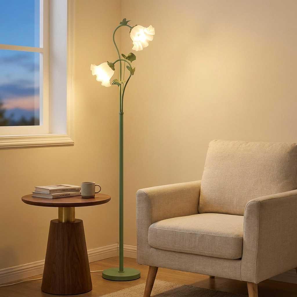 Flower-Shaped Floor Lamp for Living Room styled in a room