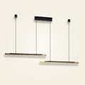 Modern LED Pendant Light, Adjustable Hanging, Black & Gold Finish, 75 in.