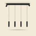 Modern Cylinder Kitchen Island Pendant Light, 6-Light, Matte Black, 39 in.