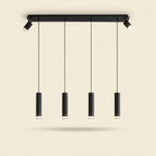 Modern Cylinder Kitchen Island Pendant Light, 6-Light, Matte Black, 39 in.