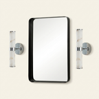 Modern Faux Marble Wall Sconce, Chrome Accents, Vertical Fixture, Set of 2 for Bathroom
