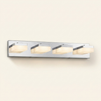 Modern LED Chrome Vanity Light Bar, Geometric Lamp Heads for Powder Room Mirror