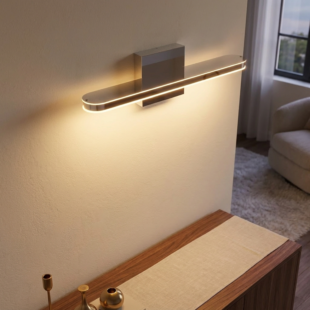 Modern LED Vanity Light Bar, Dimmable, 16 in. for Bathroom over Mirror styled in a room