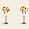 Gold Metal Trumpet Flower Vase, Wedding Centerpiece, Set of 10 for Dining Table
