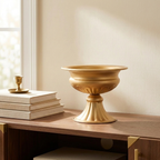 Gold Metal Wedding Flower Vase, Vintage Floral Stand, 6.3 in, Set of 10 for Table Centerpiece styled in a room