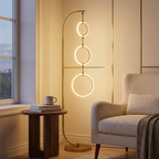 Modern 3-Circle LED Floor Lamp, Dimmable, 3 Color Temperatures styled in a room