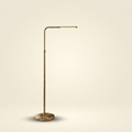 Brass Gold LED Floor Lamp, Adjustable Light, Round Metal Base