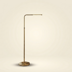 Brass Gold LED Floor Lamp, Adjustable Light, Round Metal Base