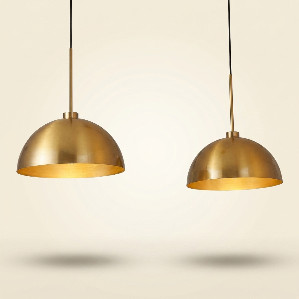 Industrial Modern Double Pendant Light with Adjustable Cord, Copper Finish, 41 in. styled in a room