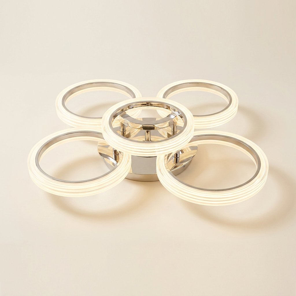 Modern LED Ceiling Light, 4-Head Acrylic Flush Mount on a warm cream background