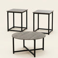 3-Piece Coffee and End Table Set, Round and Square on a warm cream background