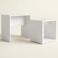 Natural Wood Coffee Table Set, 48 in on a warm cream background