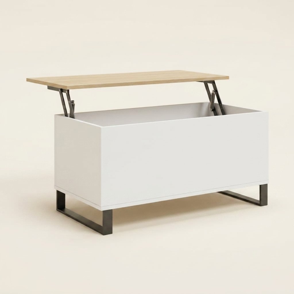 Oak-Look Coffee Table, 35 in on a warm cream background