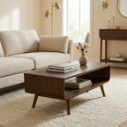 Alice Walnut Coffee Table styled in a warm modern interior