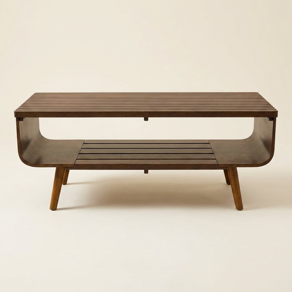 Alice Walnut Coffee Table on a warm cream background