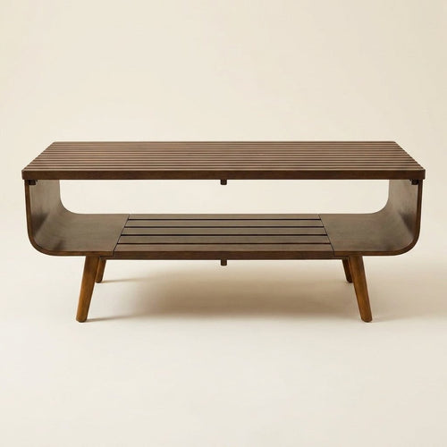Alice Walnut Coffee Table on a warm cream background