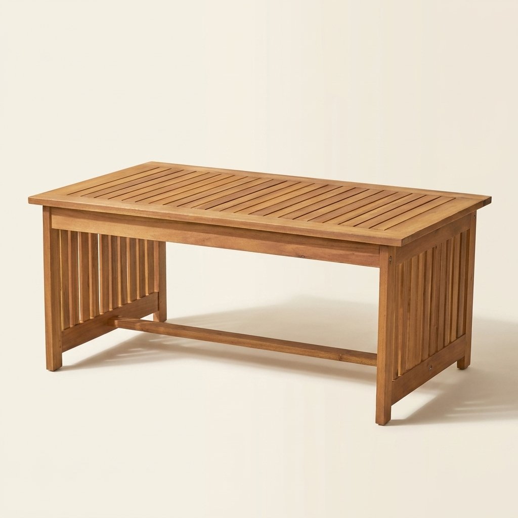 Casa Acacia Wood Coffee Table on a warm cream background