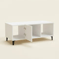 Natural Wood Coffee Table, 40 in on a warm cream background