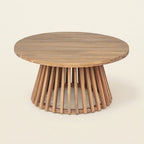 Acacia Wood Outdoor Coffee Table on a warm cream background