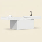Natural Wood Coffee Table, 39 in on a warm cream background
