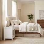 Three-Tier Nightstand with Storage Drawer, Retro White styled in a warm modern interior