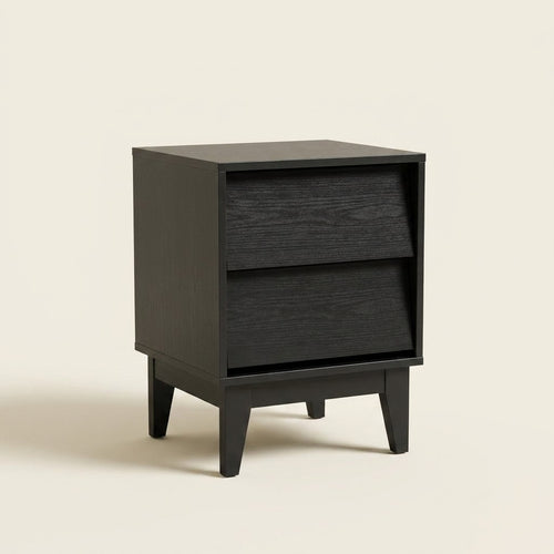 Vintage Bevel Nightstand Set of 2, Mid-Century Modern on a warm cream background