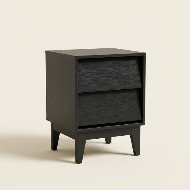 Vintage Bevel Nightstand Set of 2, Mid-Century Modern on a warm cream background