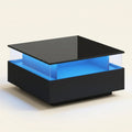 Modern LED Coffee Table with Sliding-Drawer Storage on a warm cream background