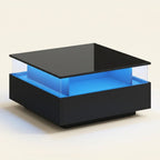 Modern LED Coffee Table with Sliding-Drawer Storage on a warm cream background