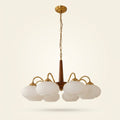 Rustic Wood-Finish Chandelier, Metal & Glass, 4, 6 or 8 Light on a warm cream background