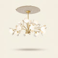 French Cream 6-Light Copper & Ceramic Chandelier on a warm cream background