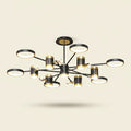 13-Light Star Chandelier, Black Iron, Nordic Style on a warm cream background