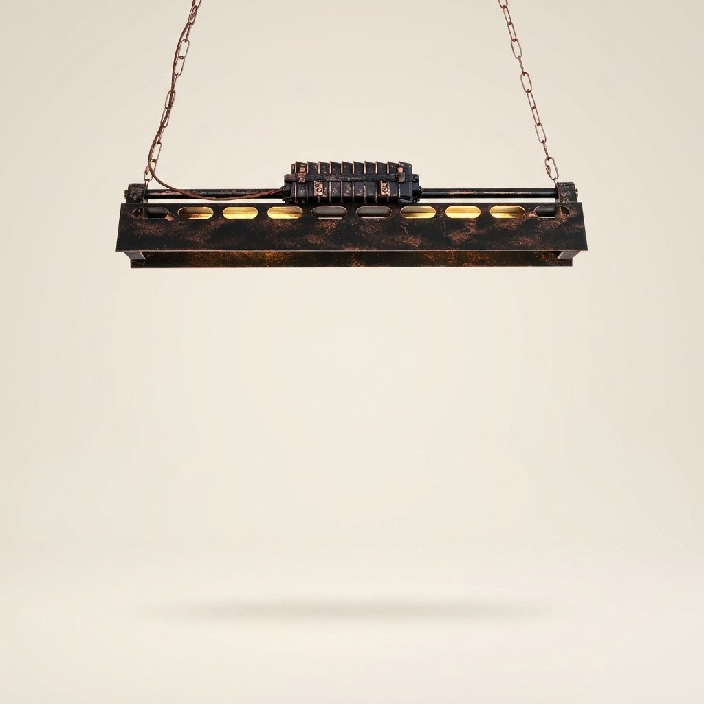 Industrial Iron Chandelier, 4-Light 31 in. or 6-Light 47 in. on a warm cream background
