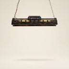 Industrial Iron Chandelier, 4-Light 31 in. or 6-Light 47 in. on a warm cream background