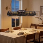 Industrial Iron Chandelier, 4-Light 31 in. or 6-Light 47 in. styled in a warm modern interior