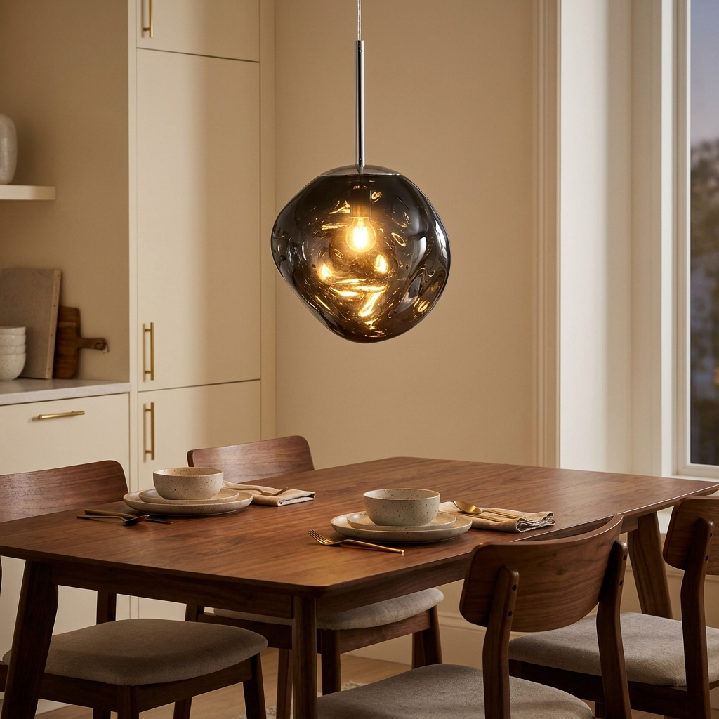 Metal Entryway Chandelier, 11 in., Gold, Silver & Red Copper Finishes styled in a warm modern interior